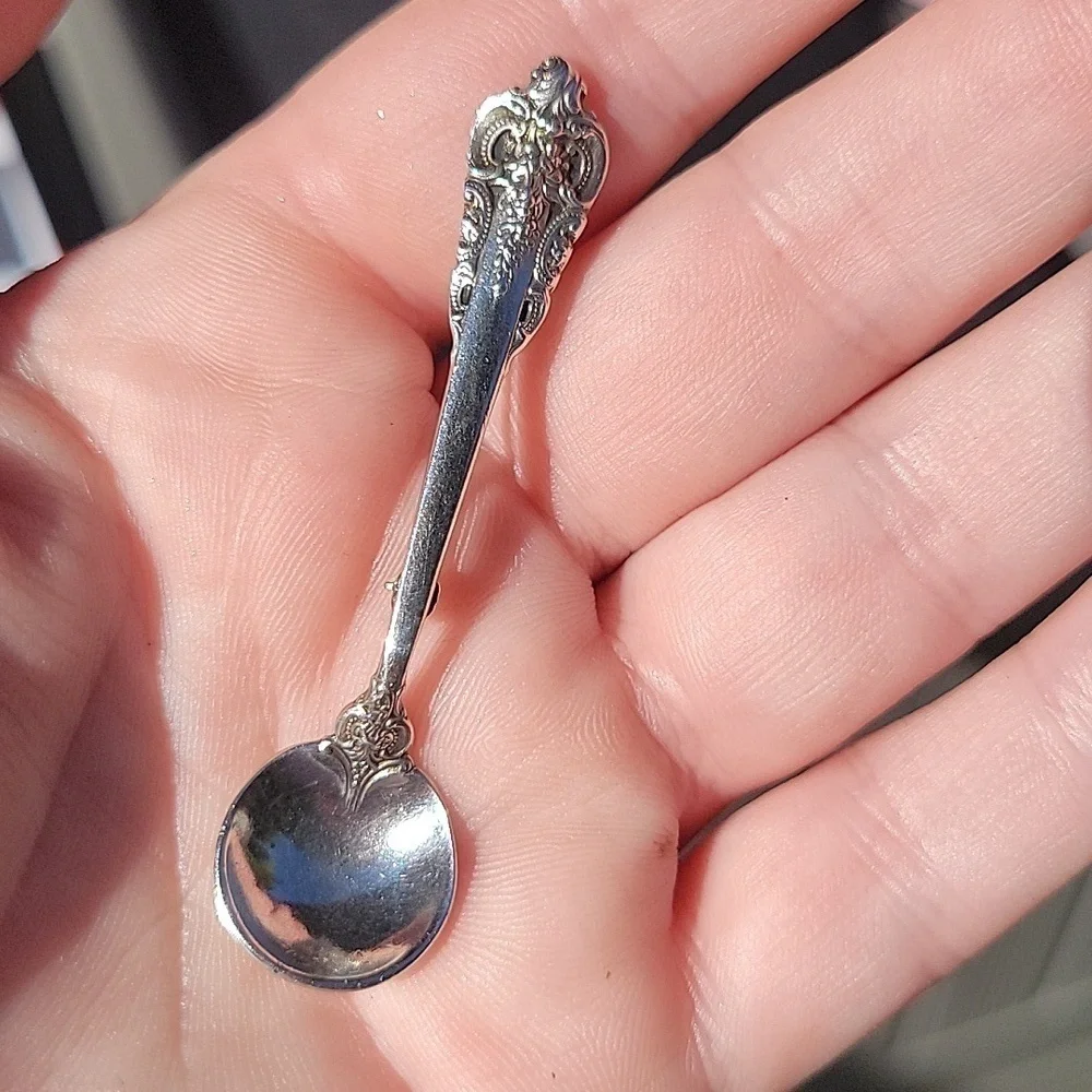 Wallace Vintage Antique Sterling Silver 925 Mini Spoon Brooch Pin